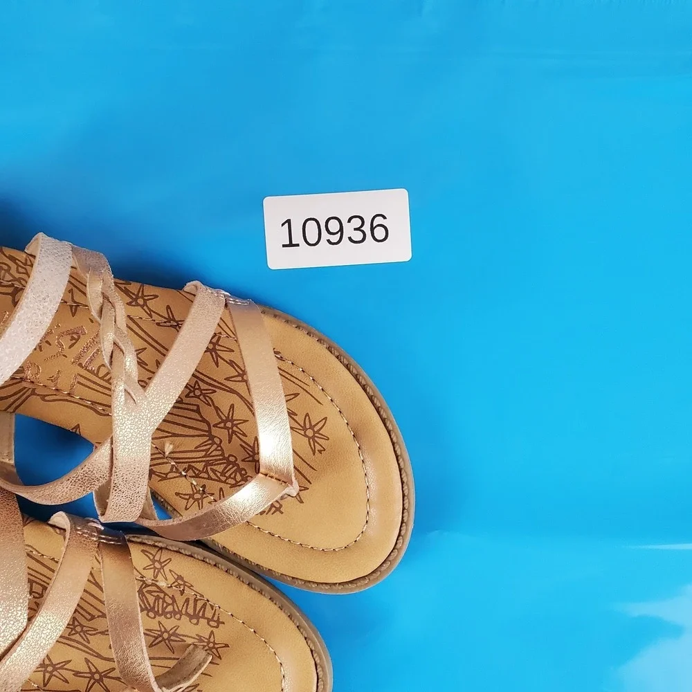Blowfish Malibu Bungalow Girls Sandals Sz 13.5 Gold Die Cut Roller Reptile